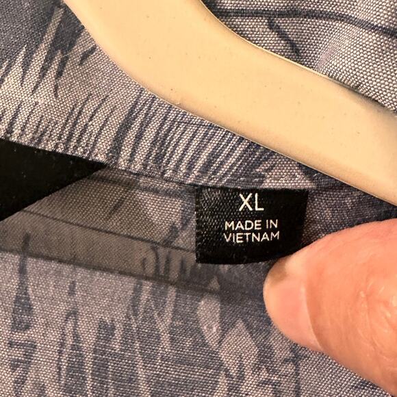 Travis Mathew Button Up Hawaiian Floral Tropical Button Front Shirt Blue, XL - Picture 3 of 9